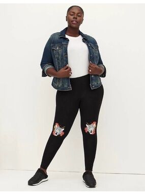 torrid Black Leggings with Tiger Knee Patches
